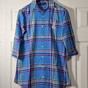 Lauren Ralph Lauren Women’s Plaid Sleep Shirt- Size S